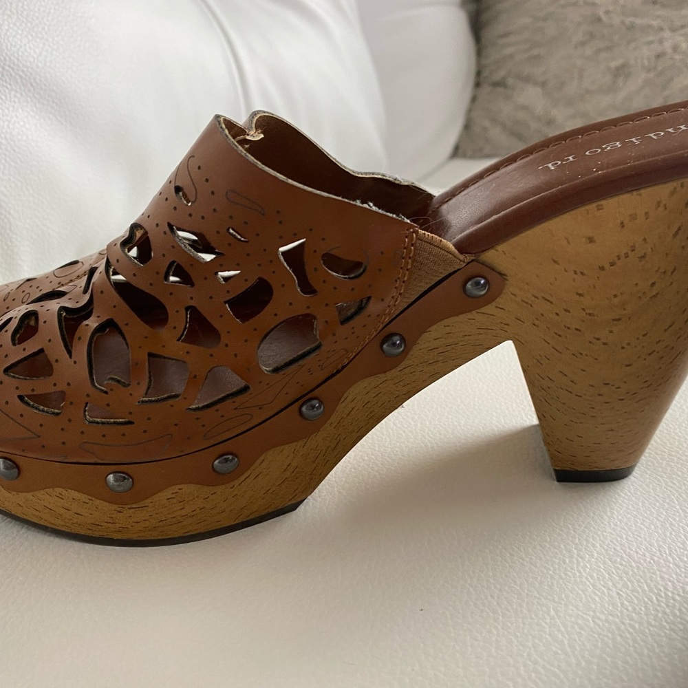 Shoes, clogs, brown indigo